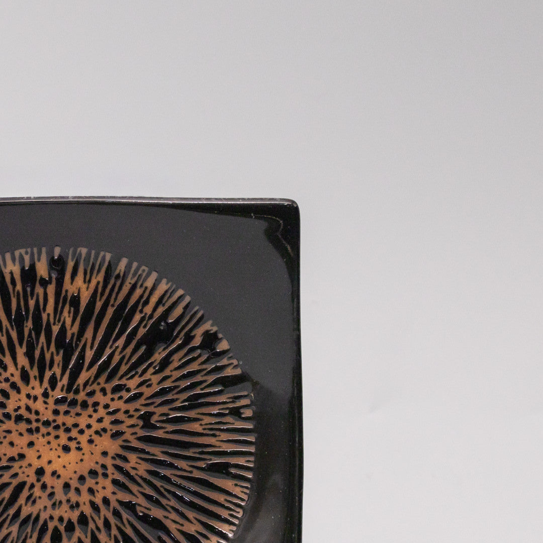 Premium Square Bronze Converging Glaze Plate – 13.5cm