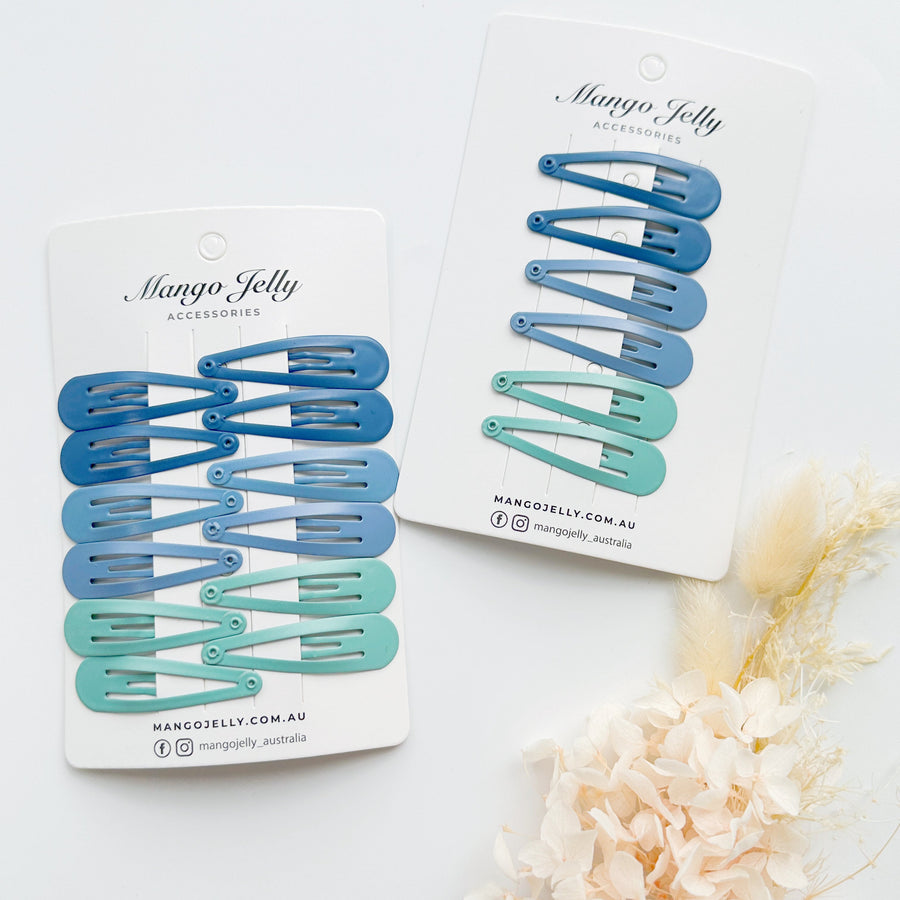 Basic Solid Colour Snap Clips - Blue - 12 Pieces - 5cm Size - SuperSaverAU - view 1
