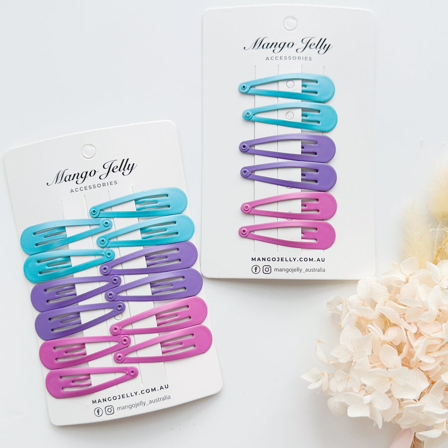Basic Solid Colour Snap Clips - 6 Pieces, 5cm - Essential Hair Accessories - SuperSaverAU - view 1