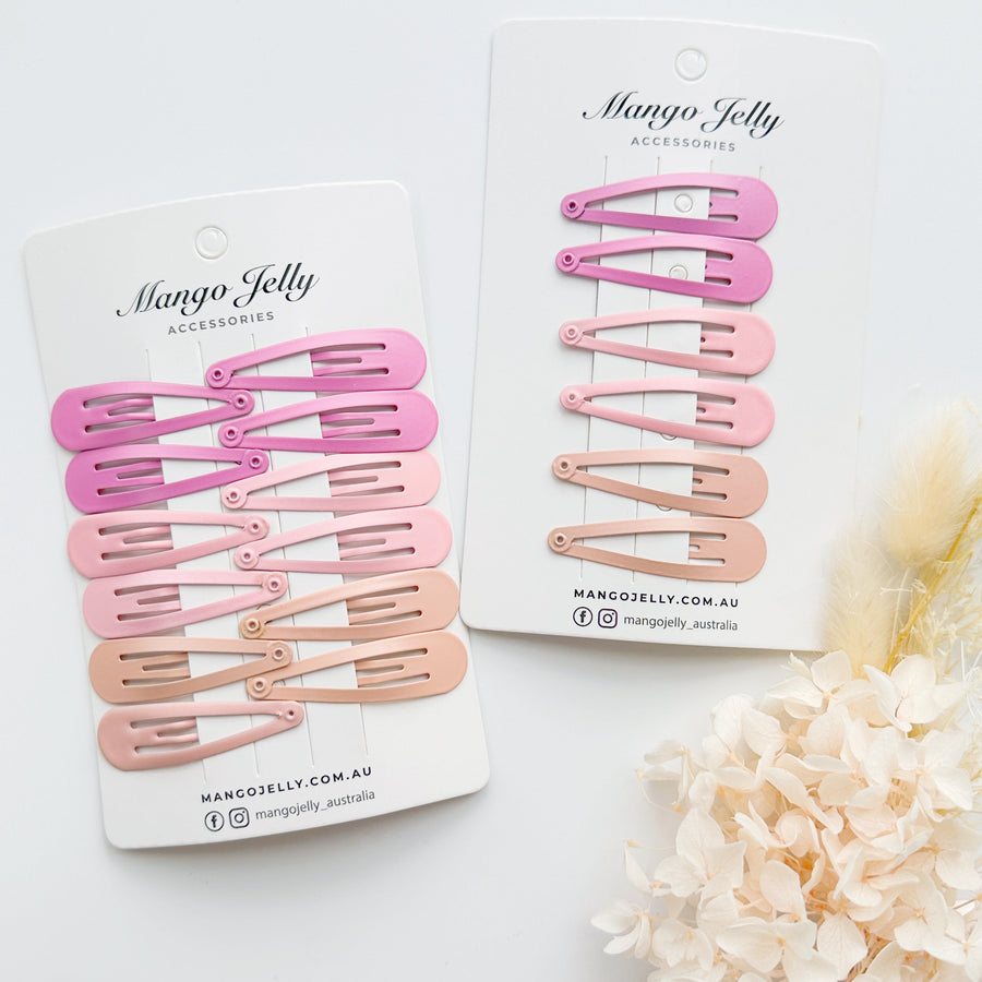 Pink Basic Snap Hair Clips - 6 Pieces, 5cm Solid Colour Clips - SuperSaverAU - view 1