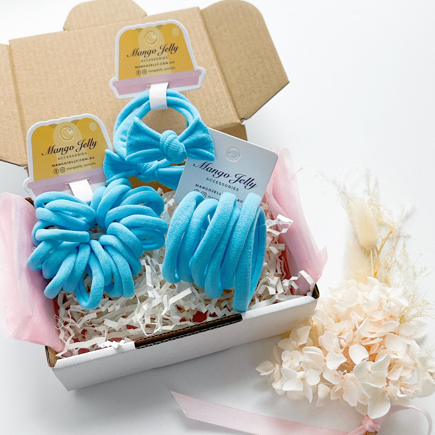 Sky Blue School Colour Bundle - 36 Pieces: Handmade Bows & Metal-Free Hair Ties - SuperSaverAU - view 1