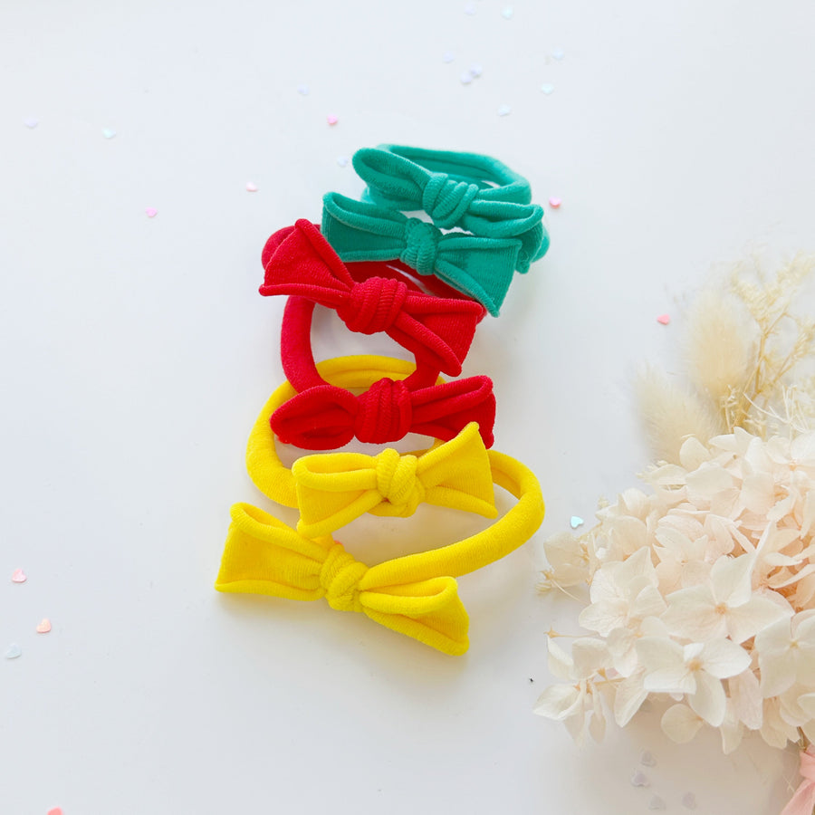 MANGO JELLY Metal Free Soft Hair Ties - Handmade Simple Bow - 4cm - Mint - SuperSaverAU - view 1