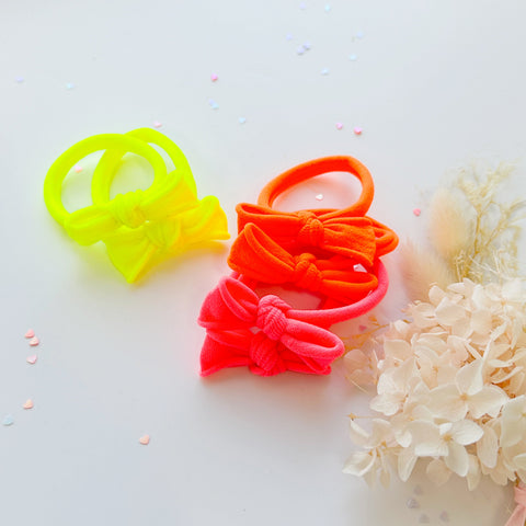 MANGO JELLY Handmade Neon Pink Metal Free Soft Hair Ties - 4cm - 1 Pair - SuperSaverAU - view 1