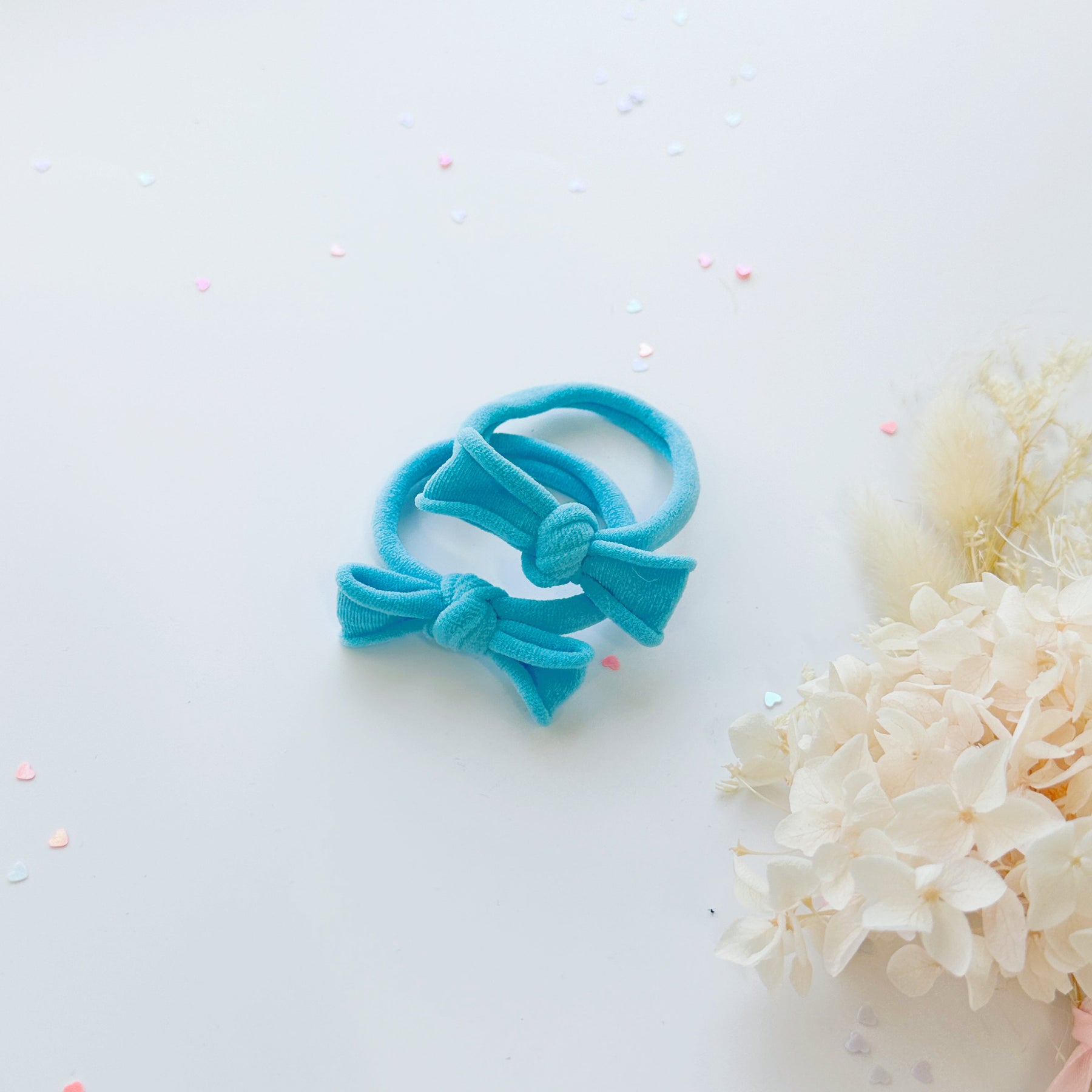 MANGO JELLY Metal Free Soft Hair Ties - Handcrafted Bow - 4cm - Pastel Blue - SuperSaverAU - view 6