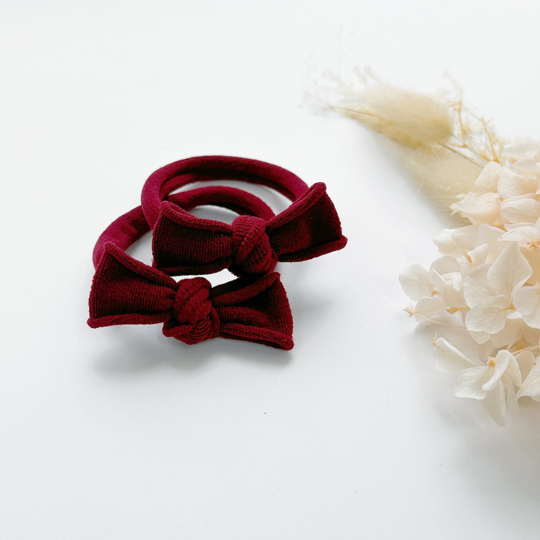 MANGO JELLY Handmade Soft Hair Ties - Maroon - 4cm - 3 Pairs Pack - SuperSaverAU - view 14