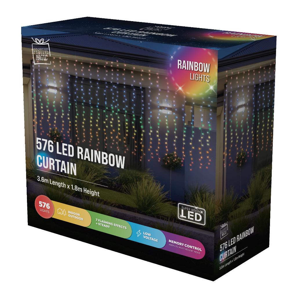 LED Curtain Lights Rainbow Color available in 2 sizes - 1.8 meter - SuperSaverAU - view 4