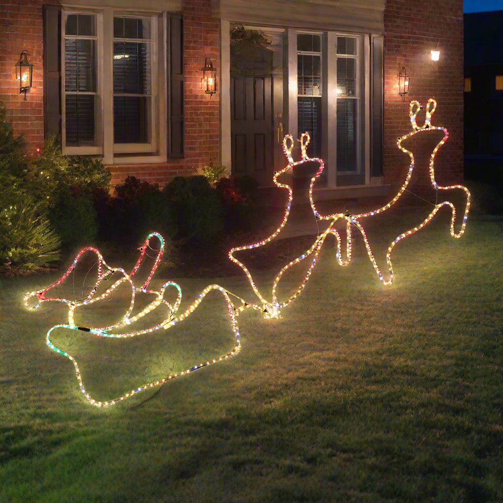 LED Ropelight Double Reindeer Sleigh Twinkle Lights - SuperSaverAU - view 1