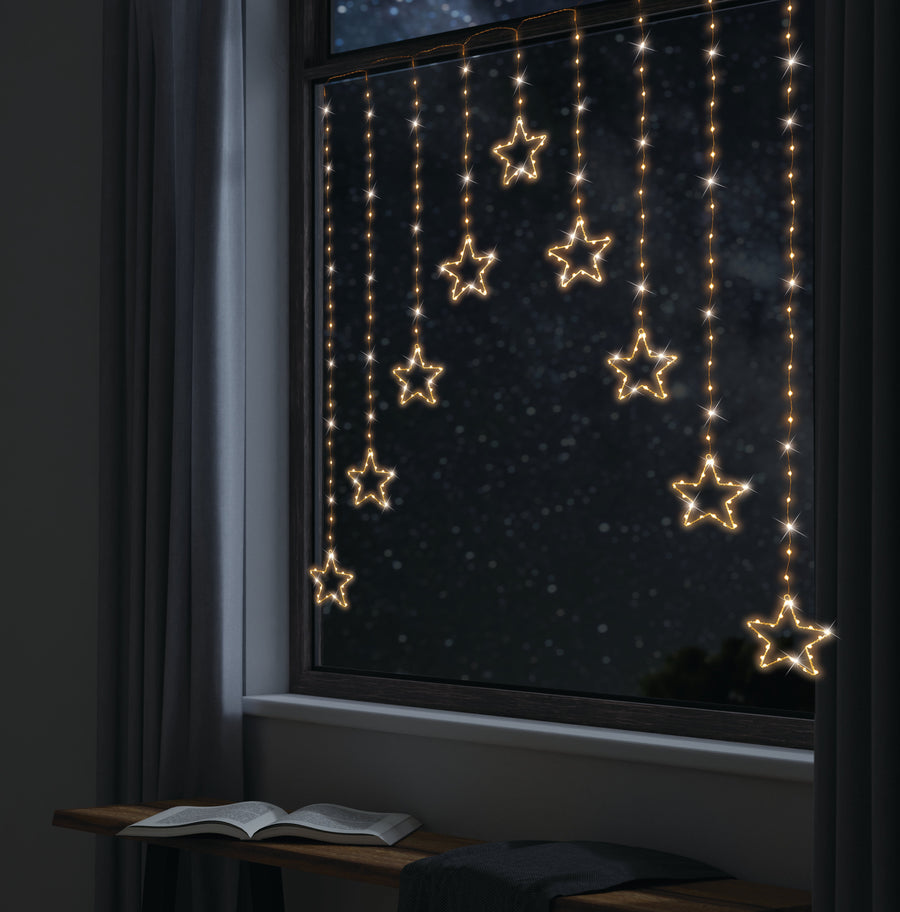 LED Wire Star Curtain Gold Lights - SuperSaverAU - view 1