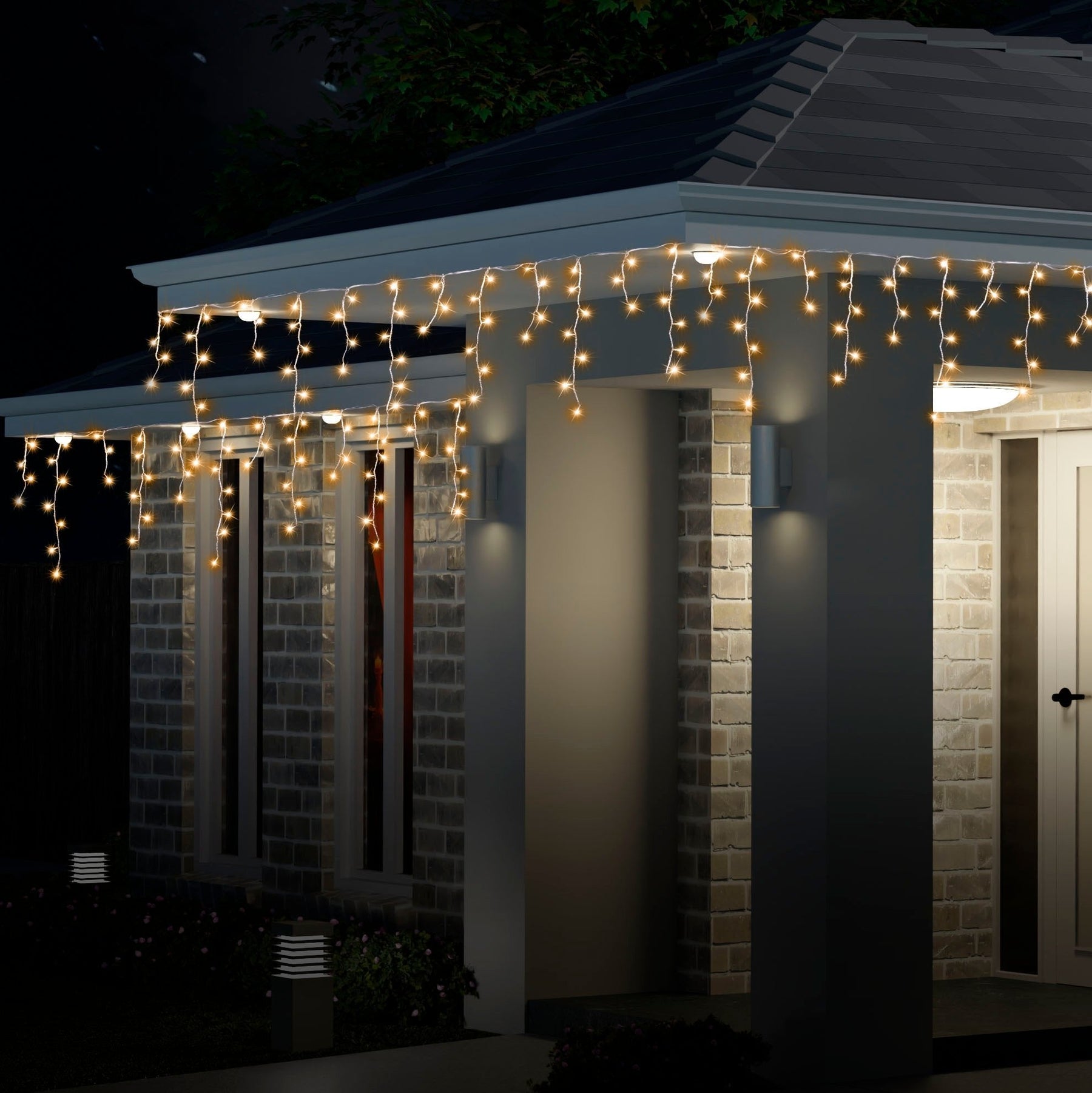 Solar 400 LED Icicle Lights available in 3 Colors - Cool White - SuperSaverAU - view 2