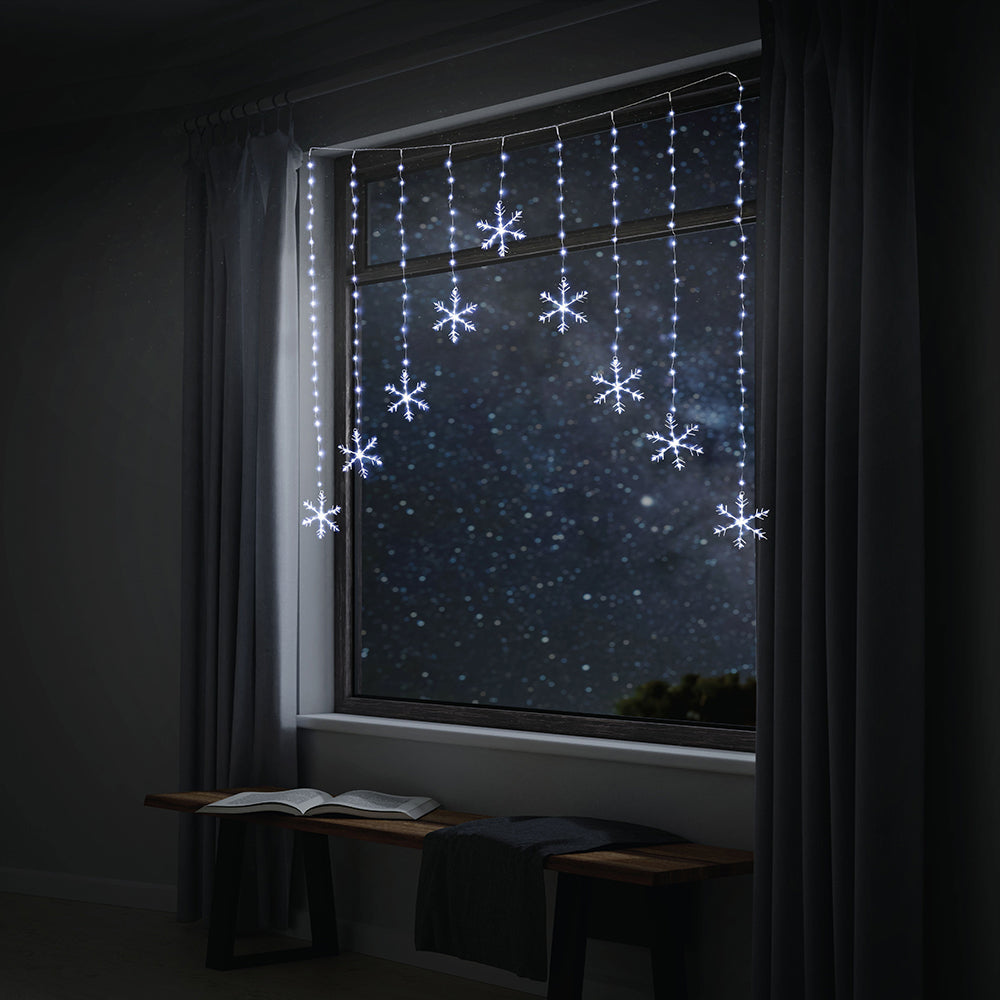 LED Snowflakes Curtain Lights avialable in 2 Colors - Cool White - SuperSaverAU - view 2