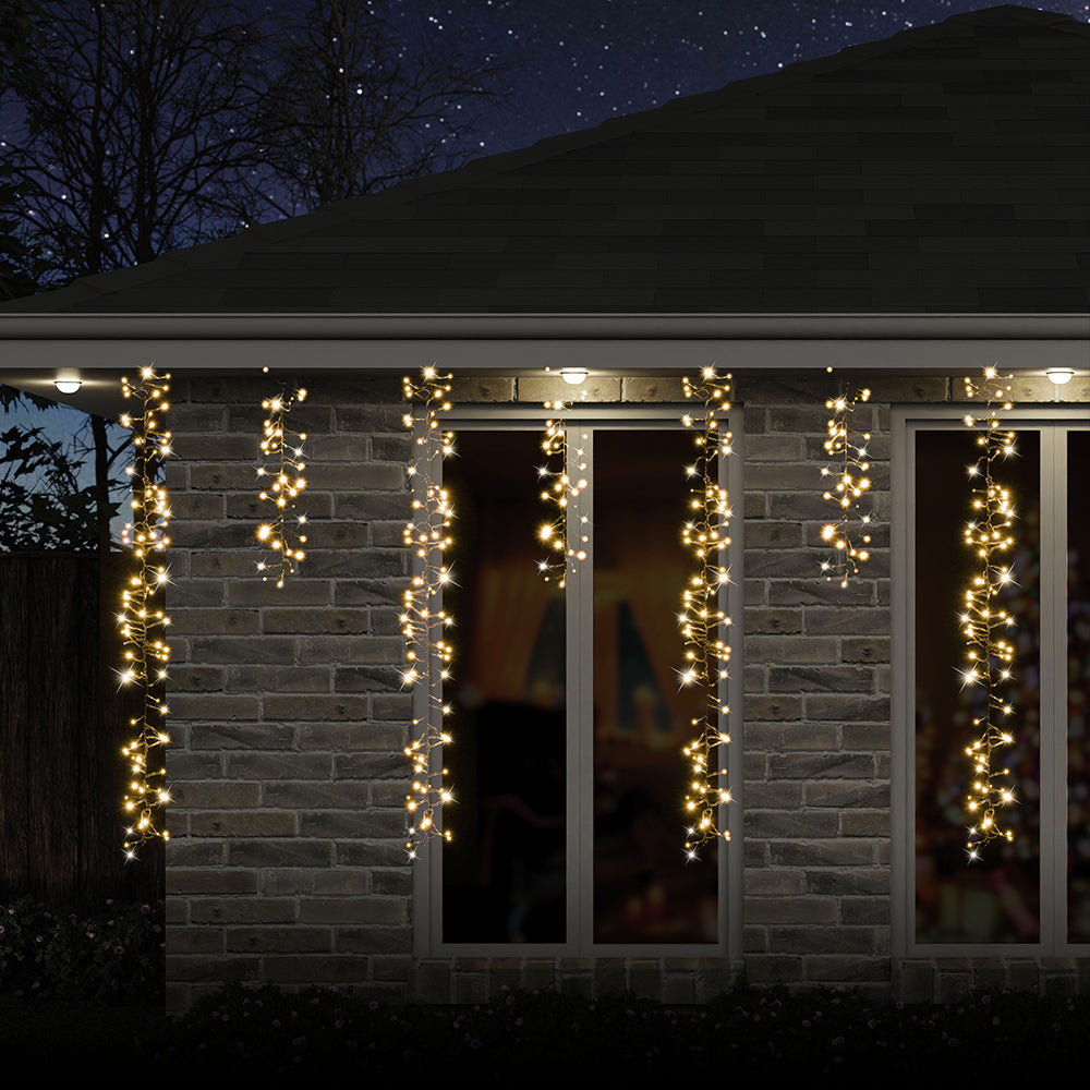 LED Dancing Cluster Icicles 9m Available in 2 Options - Warm White - SuperSaverAU - view 6