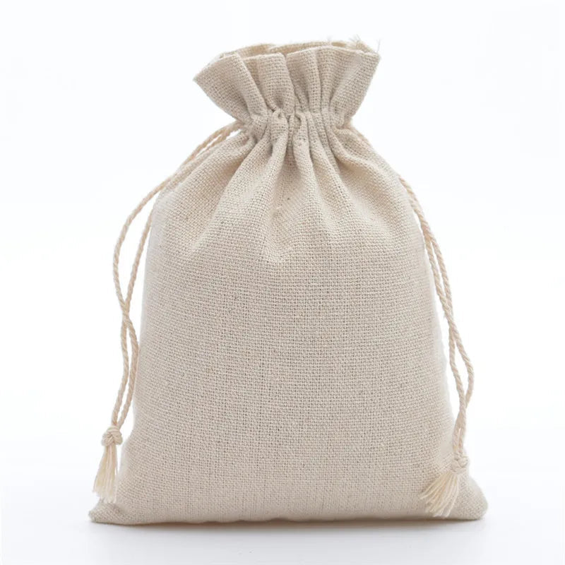 10-Piece Cotton Linen Drawstring Gift Bags - SuperSaverAU - view 1