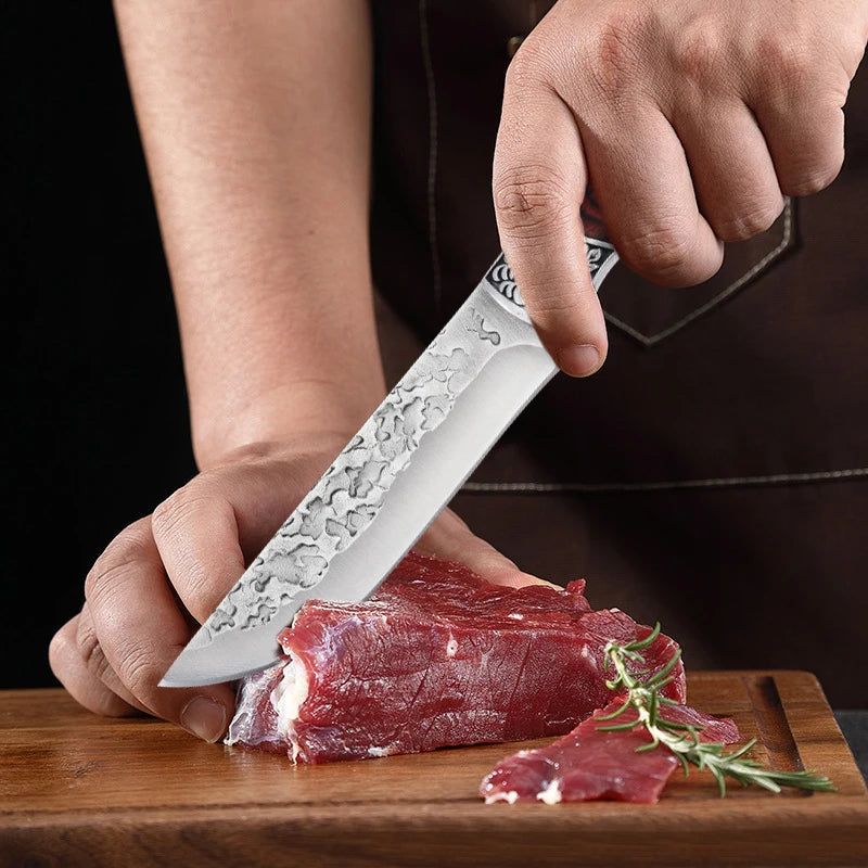 NNEOBA Forged Cleaver Kitchen Chef Knife 2pcs Set 4Cr13Mov Stainless Steel with Covers - SuperSaverAU - view 3