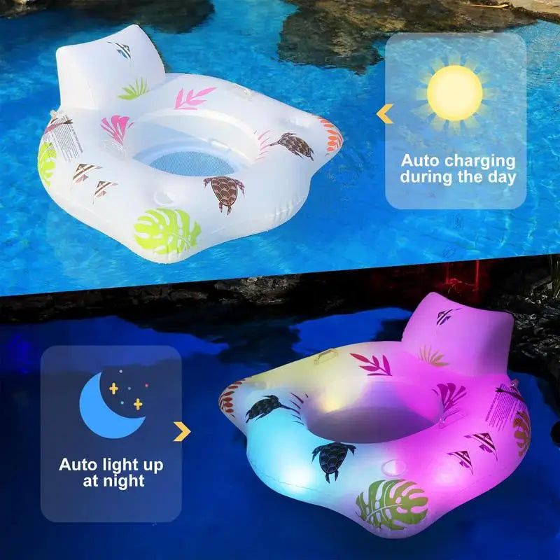 NNEOBA Light-up Inflatable Pool Float Chair 120x120cm with LED Lights - SuperSaverAU - view 2