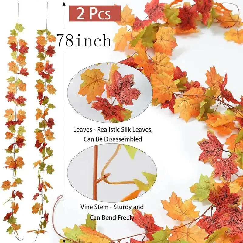 2M Artificial Fall Maple Leaf Garland - SuperSaverAU - view 2