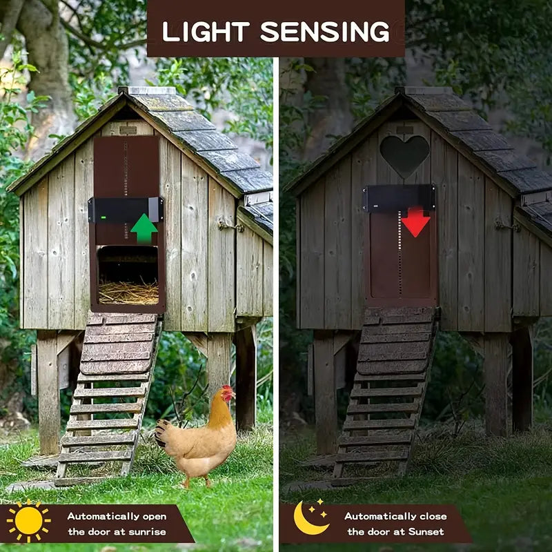 NNETM Automatic Chicken Coop Door, Light-Sensitive, Waterproof, 36*26*5cm