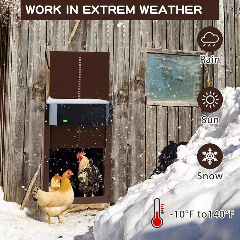 NNETM Automatic Chicken Coop Door, Light-Sensitive, Waterproof, 36*26*5cm
