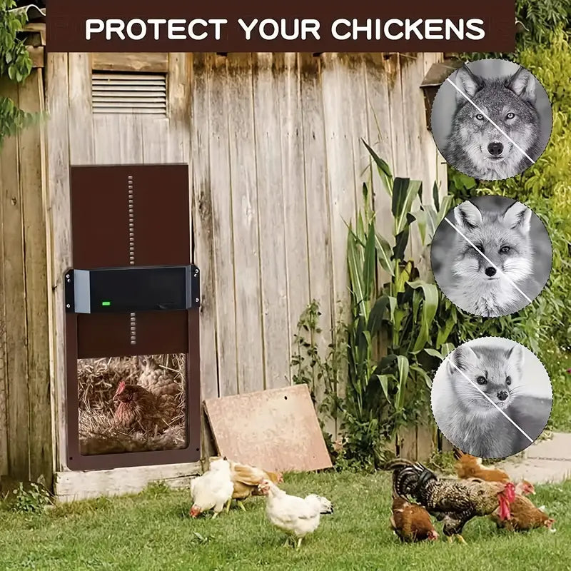 NNETM Automatic Chicken Coop Door, Light-Sensitive, Waterproof, 36*26*5cm