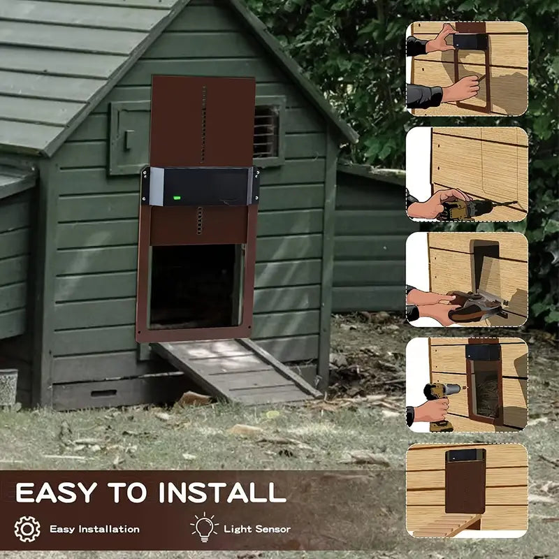 NNETM Automatic Chicken Coop Door, Light-Sensitive, Waterproof, 36*26*5cm