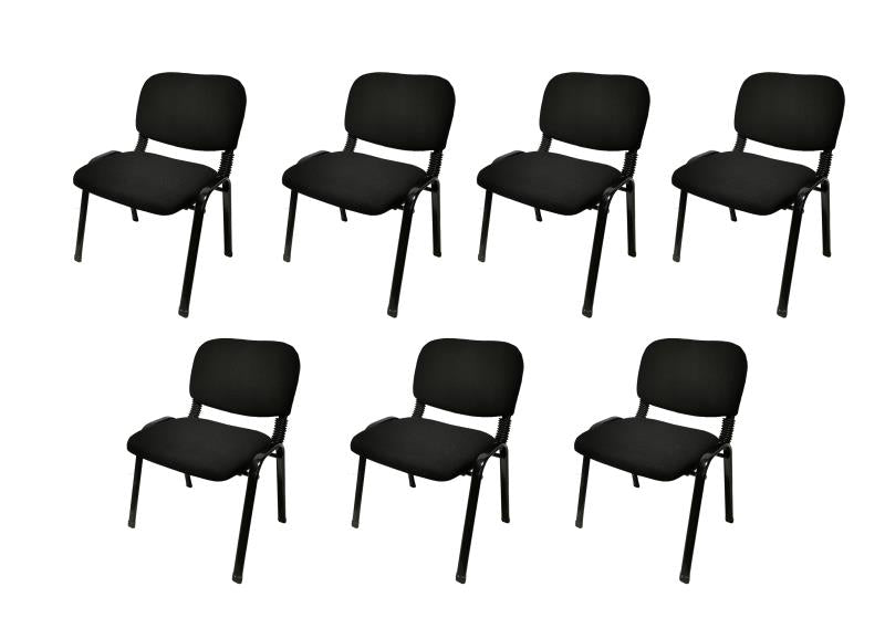 NNECN Stackable & Linkable Office Conference Visitor Community  Chairs (Set of 7-Black) - SuperSaverAU - view 1