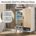 NNETMLT 7-Tier Shoe Storage Cabinet with Adjustable Shelves in Wood and Gold - SuperSaverAU - view 2