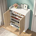 NNETMLT 7-Tier Shoe Storage Cabinet with Adjustable Shelves in Wood and Gold - SuperSaverAU - view 3