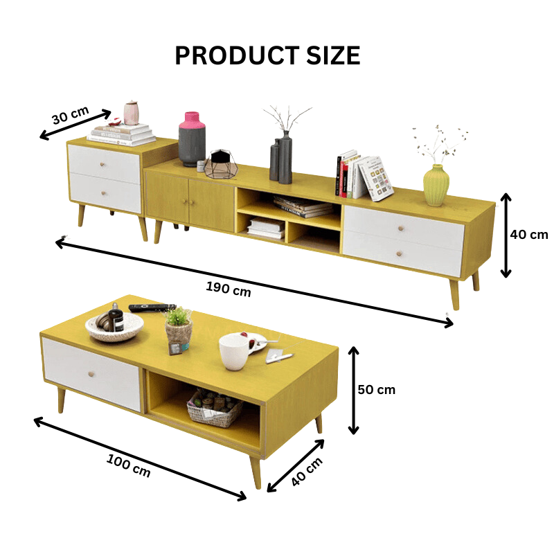 NNECN Modern TV Stand Side table & Coffee Table package for Living Room - SuperSaverAU - view 5