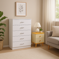 NNECN 5 Layer White Drawer Chest Storage with Bedside Table - SuperSaverAU - view 3