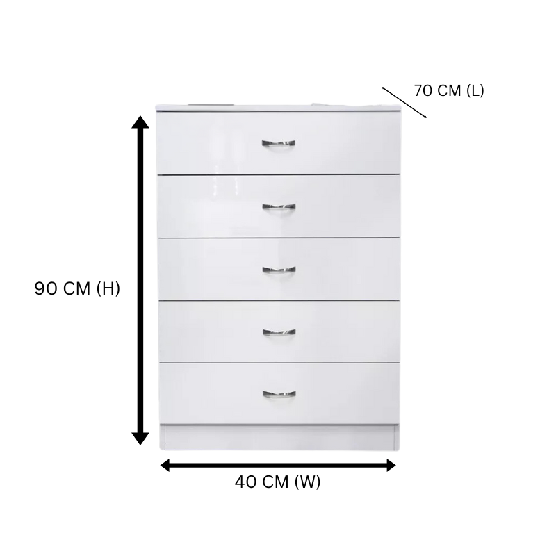 NNECN 5 Layer White Drawer Chest Storage with Bedside Table - SuperSaverAU - view 7