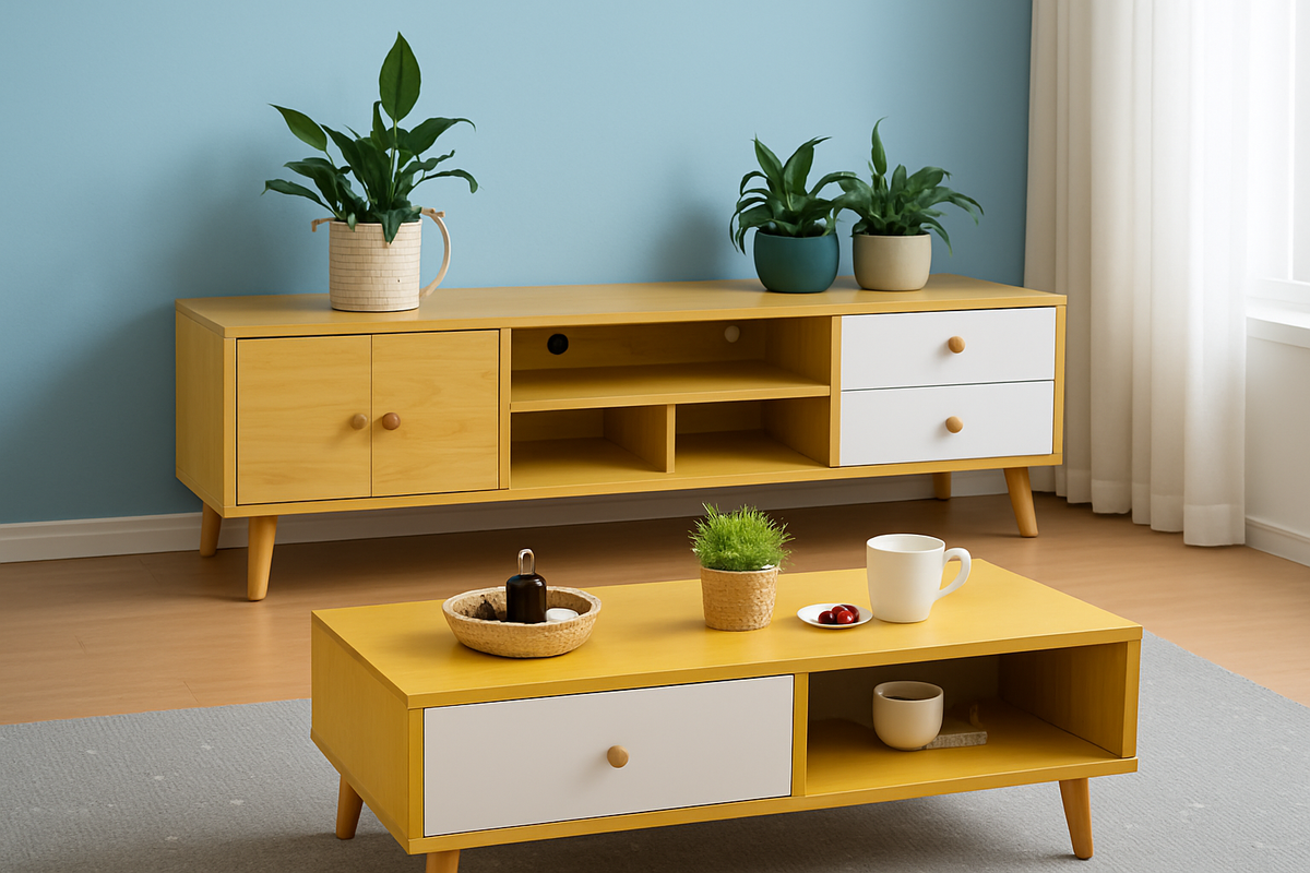 NNECN Modern Living Room TV Stand Table Set - SuperSaverAU - view 4