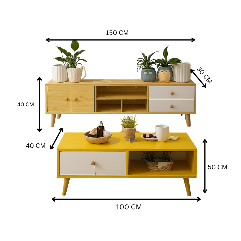 NNECN Modern Living Room TV Stand Table Set - SuperSaverAU - view 5