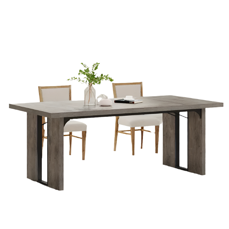 NNETMLT Rustic Rectangular Dining Table - Modern Gray Finish - SuperSaverAU - view 1
