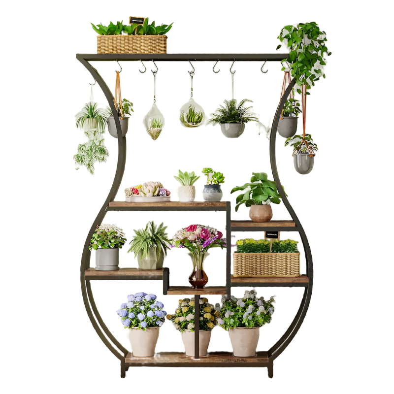 NNETMLT 6-Tier Indoor Plant Stand, Rustic Brown, Vase Shape Design, 70.9" Tall - SuperSaverAU - view 1