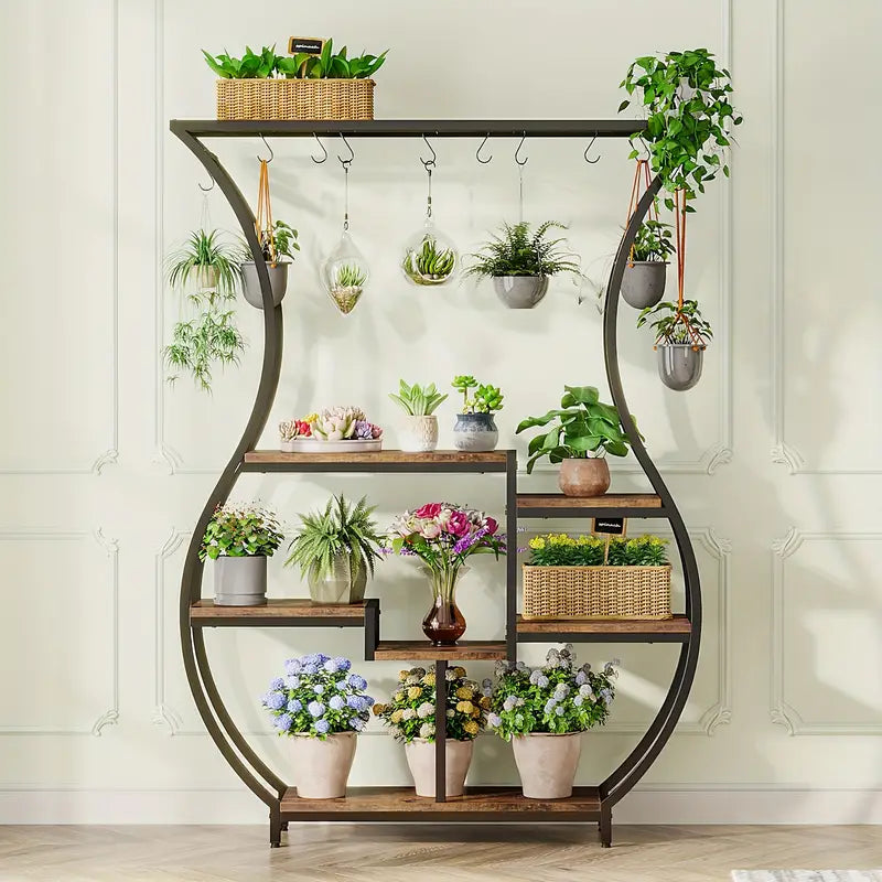 NNETMLT 6-Tier Indoor Plant Stand, Rustic Brown, Vase Shape Design, 70.9" Tall - SuperSaverAU - view 5