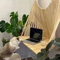NNETM Wall-Mounted Folding Table, Space-Saving Crude Wood, Modern Design - SuperSaverAU - view 2