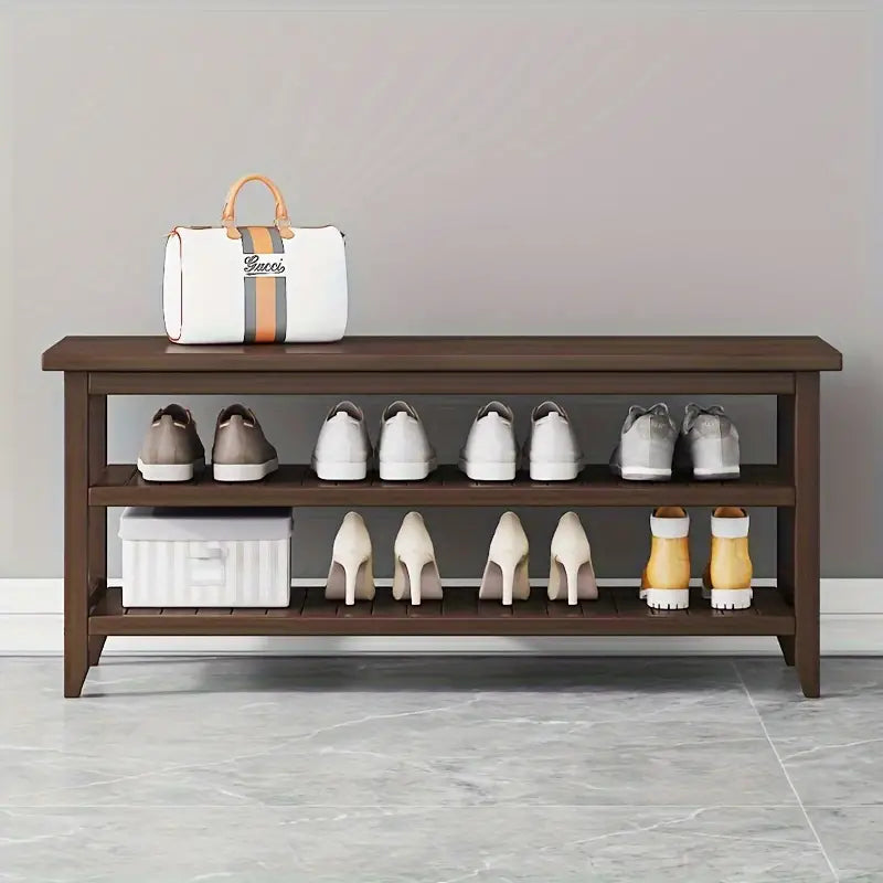 NNETM 70cm Bamboo Shoe Changing Stool Rack - Classic Design - SuperSaverAU - view 2