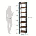 NNETMLT 78.7 Inch Extra Tall 7 Tier Skinny Bookcase in Rustic Brown - SuperSaverAU - view 2