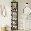 NNETMLT 78.7 Inch Extra Tall 7 Tier Skinny Bookcase in Rustic Brown - SuperSaverAU - view 3