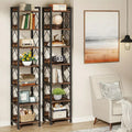 NNETMLT 78.7 Inch Extra Tall 7 Tier Skinny Bookcase in Rustic Brown - SuperSaverAU - view 5