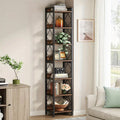 NNETMLT 78.7 Inch Extra Tall 7 Tier Skinny Bookcase in Rustic Brown - SuperSaverAU - view 6