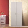 NNECN 2-Door Hanging Wardrobe, 80 L x 52 W x 191.5 H CM, White, Metal Bow Handles - SuperSaverAU - view 2