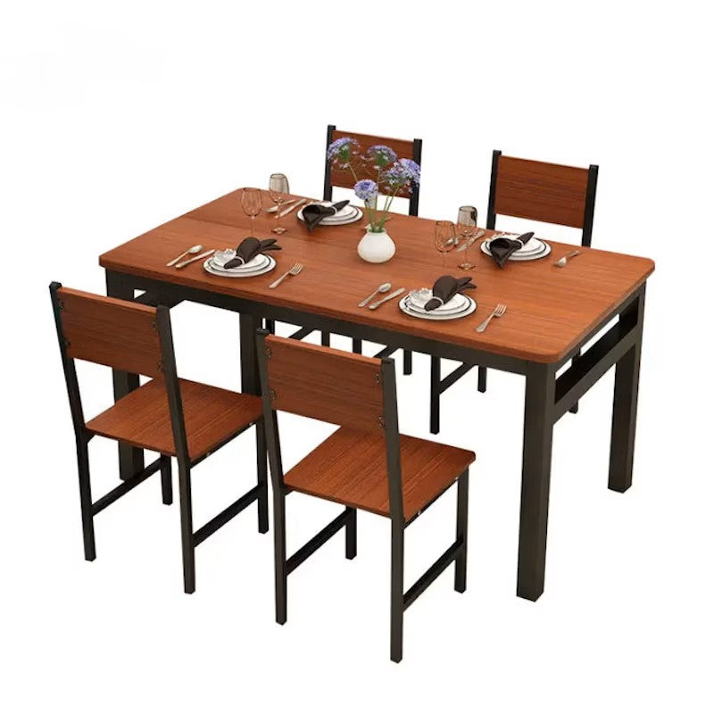 NNECN Wood & Steel Dining Set - 5-Piece Oak & Black - SuperSaverAU - view 1