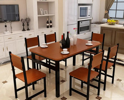 NNECN Wood & Steel Dining Set - 5-Piece Oak & Black - SuperSaverAU - view 2
