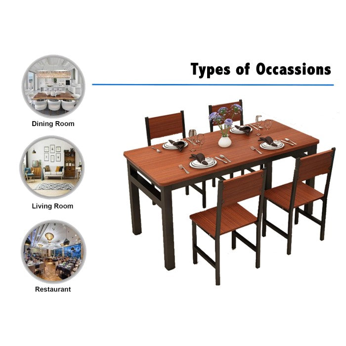 NNECN Wood & Steel Dining Set - 5-Piece Oak & Black - SuperSaverAU - view 5