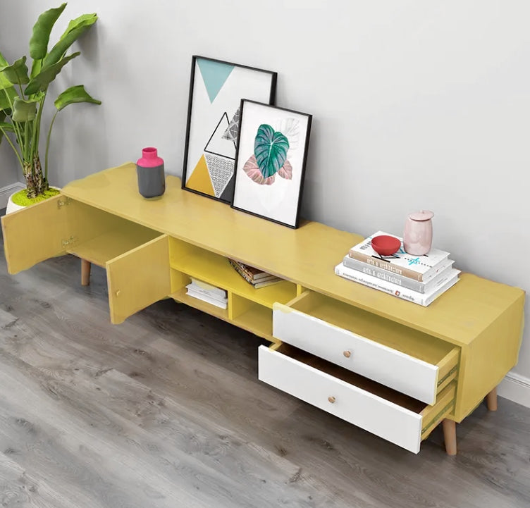 NNECN Two-Doors, Two-Drawers Wooden TV Cabinet - SuperSaverAU - view 3