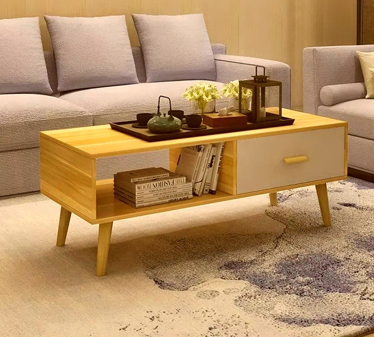 NNECN Coffee Table with Storage Drawer and Open Shelf - SuperSaverAU - view 4