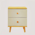 NNECN Wooden Bedside Cabinet with 2 Drawers - White & Pine - SuperSaverAU - view 4