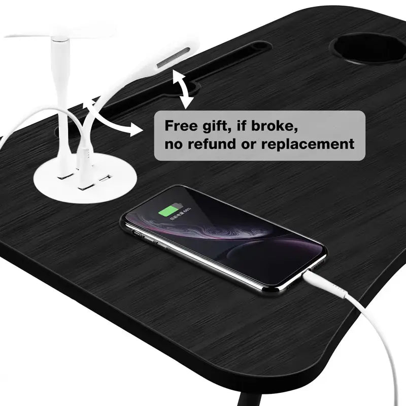 NNECN Laptop Desk Bed Table Tray 60x40cm with USB Charger & Cup Holder - SuperSaverAU - view 1