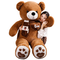 NNECN Huge 100cm Brown Giant Teddy Bear Toys Stuffed Animals Soft Plush Cotton Scarf Bear Hold Pillow Doll - SuperSaverAU - view 2