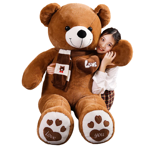 NNECN Huge 100cm Brown Giant Teddy Bear Toys Stuffed Animals Soft Plush Cotton Scarf Bear Hold Pillow Doll - SuperSaverAU - view 2